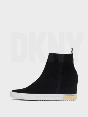 Black / Gold DKNY Cali Wedge Women's Sneakers | Malaysia_D0572