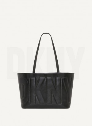 Black / Gold DKNY Elsa Medium Women's Tote Bags | Malaysia_D0934