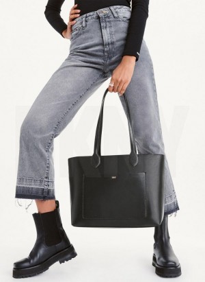Black / Gold DKNY Ines Women's Tote Bags | Malaysia_D0357