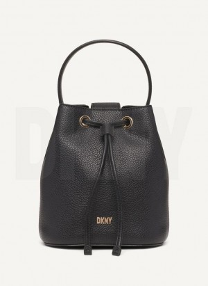 Black / Gold DKNY Inessa Bucket Women's Crossbody Bags | Malaysia_D1411