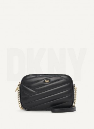 Black / Gold DKNY Sara Camera Women's Crossbody Bags | Malaysia_D0613