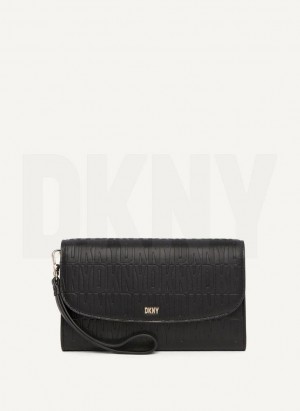 Black / Gold DKNY Sydney Women's Wallets | Malaysia_D1960