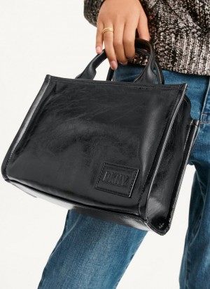 Black / Grey DKNY Hadlee Sm Tote Women's Crossbody Bags | Malaysia_D0177