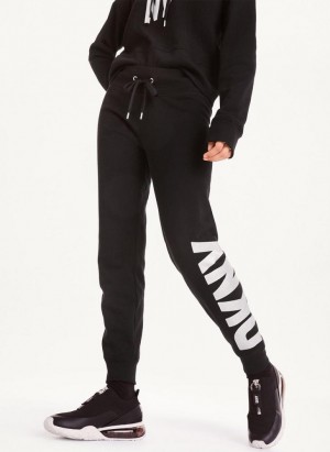 Black / Silver DKNY Exploded Logo Women's Joggers | Malaysia_D0524