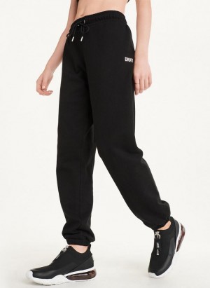 Black / Silver DKNY Metallic Logo Women's Joggers | Malaysia_D0750