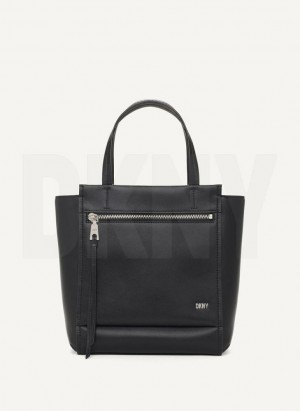 Black / Silver DKNY Pax North-South Women's Tote Bags | Malaysia_D0793