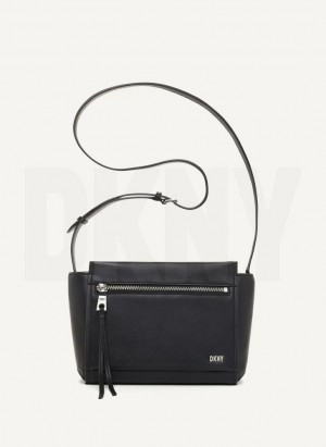 Black / Silver DKNY Pax Women's Crossbody Bags | Malaysia_D1597