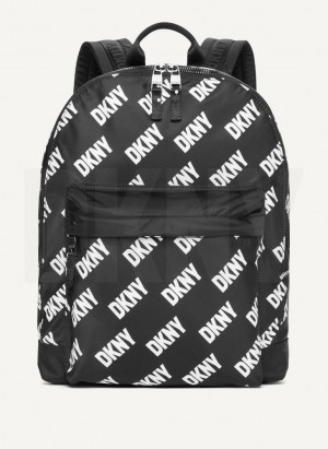 Black / White DKNY All Over Logo Women's Backpacks | Malaysia_D1698