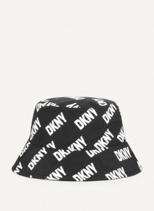 Black / White DKNY Reversible Logo To Solid Men's Hats | Malaysia_D1679