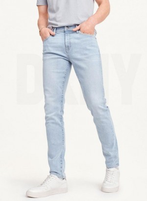 Blue DKNY Bleached Skinny Men's Jeans | Malaysia_D1456