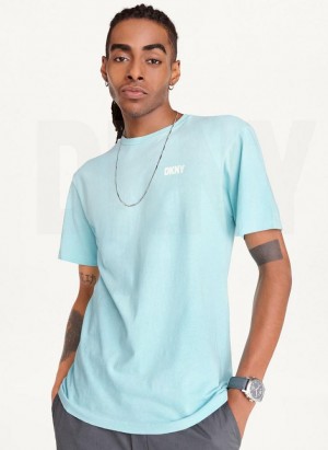 Blue DKNY Cold Pigment Dyed Men's T Shirts | Malaysia_D0553