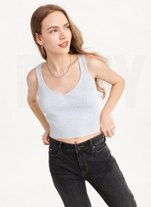 Blue DKNY Cropped Women's Tank Top | Malaysia_D0453