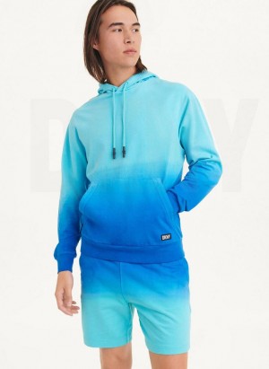 Blue DKNY Dipped Ombre Men's Hoodies | Malaysia_D1635