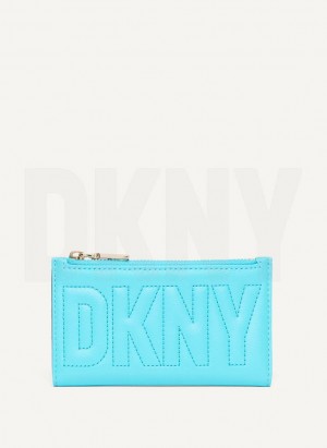 Blue DKNY Elsa Bifold Card Holder Women's Wallets | Malaysia_D1199