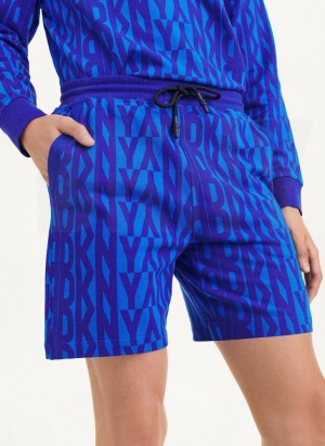 Blue DKNY Exploded Logo Men's Shorts | Malaysia_D1522