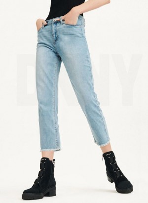 Blue DKNY Foundation - Slim Stright Crop Women's Jeans | Malaysia_D0492