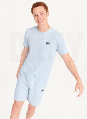 Blue DKNY Left Chest Men's T Shirts | Malaysia_D1606