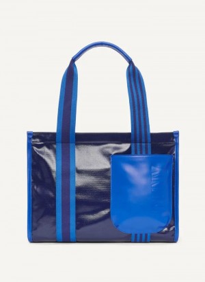 Blue DKNY Prospect Coated Canvas Large Women's Tote Bags | Malaysia_D0417
