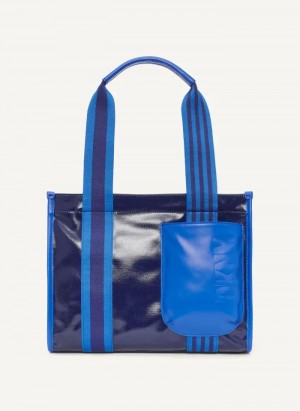 Blue DKNY Prospect Coated Canvas Medium Women's Tote Bags | Malaysia_D0238