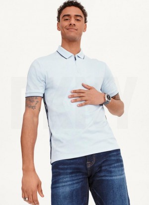 Blue DKNY Quarter Zip Sport Men's Polo Shirts | Malaysia_D0638