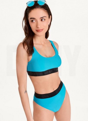 Blue DKNY Scoop Neck Women's Bikini Top | Malaysia_D1906
