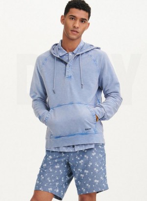 Blue DKNY Slub Beach French Terry Men's Hoodies | Malaysia_D1328