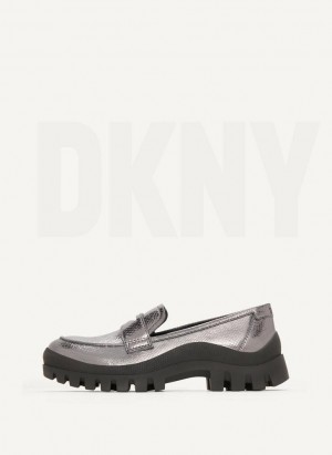 Blue Grey DKNY Lug Sole Women's Loafers | Malaysia_D0953