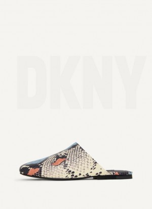 Blue Multicolor DKNY Flat Women's Slides | Malaysia_D1291