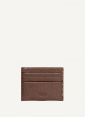 Brown DKNY Card Case Men's Wallets | Malaysia_D1925