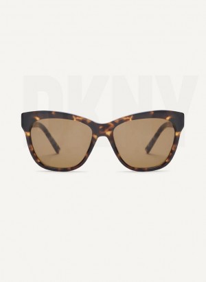 Brown DKNY City Native Cat Eye Women's Sunglasses | Malaysia_D0711