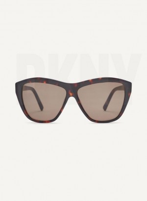 Brown DKNY City Native Modern Rectangle Women's Sunglasses | Malaysia_D0335