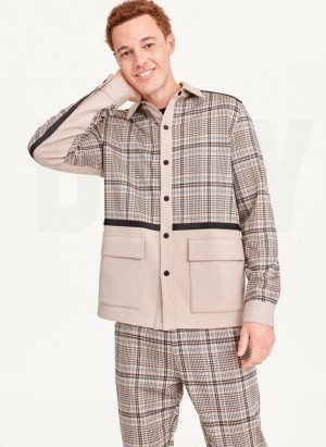 Brown DKNY Combo Chore Men's Jackets | Malaysia_D0235