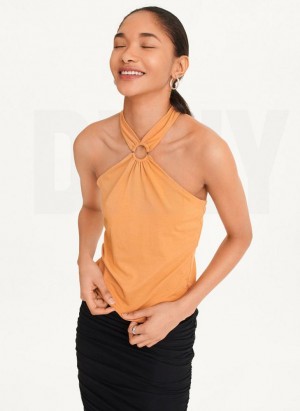 Brown DKNY Crossover Women's Tank Top | Malaysia_D0109