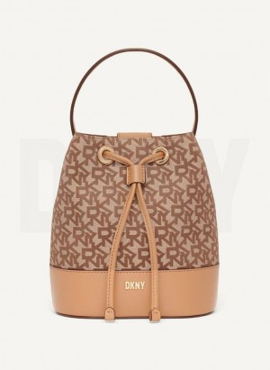 Brown DKNY Inessa Bucket Women's Crossbody Bags | Malaysia_D1008