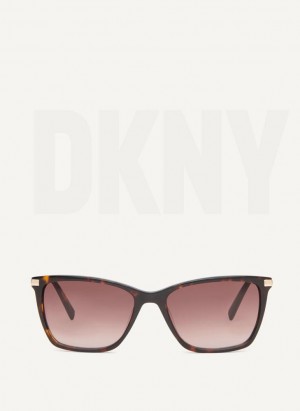 Brown DKNY Modified Modern Rectangle Women's Sunglasses | Malaysia_D0877