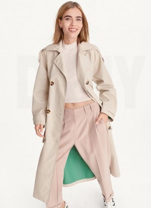Brown DKNY Oversized Trench With Inner Details Women's Coats | Malaysia_D1812