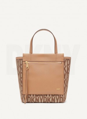 Brown DKNY Pax North-South Tote Women's Crossbody Bags | Malaysia_D1257