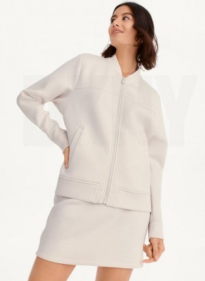 Brown DKNY Perforated Scuba Bomber Women's Jackets | Malaysia_D0405