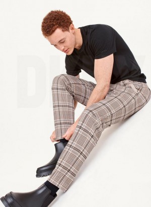 Brown DKNY Plaids Men's Pants | Malaysia_D1939
