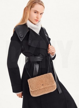 Brown DKNY Sherpa Sina Flap Women's Shoulder Bags | Malaysia_D0756