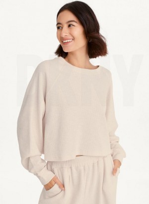 Brown DKNY Tech Slub Cropped Pullover Women's Sweatshirts | Malaysia_D0245
