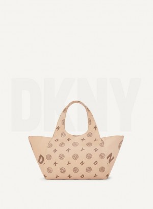 Brown DKNY The Medium Logo Effortless Women's Tote Bags | Malaysia_D1563