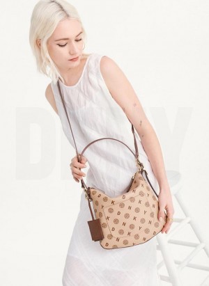 Brown DKNY The Small Logo Optimist Women's Tote Bags | Malaysia_D1675