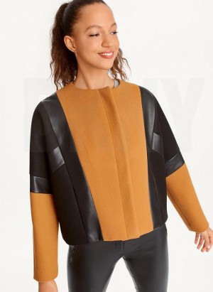 Brown / Black DKNY Colorblock Women's Jackets | Malaysia_D1780