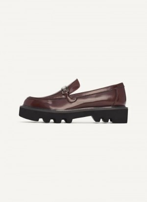 Burgundy DKNY Audrey With Plaque Women's Loafers | Malaysia_D1777