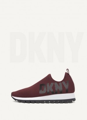 Burgundy DKNY Azer Slip On Women's Sneakers | Malaysia_D0280