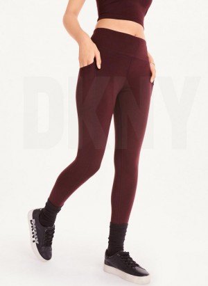 Burgundy DKNY Balance High Waist Women's Leggings | Malaysia_D1355