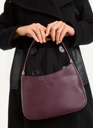 Burgundy DKNY Medium Women's Shoulder Bags | Malaysia_D1290