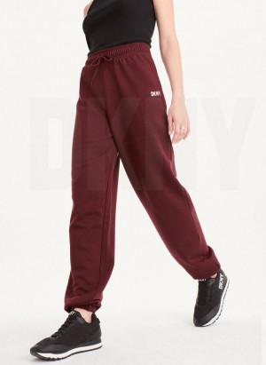 Burgundy DKNY Metallic Logo Everyday Women's Joggers | Malaysia_D1512