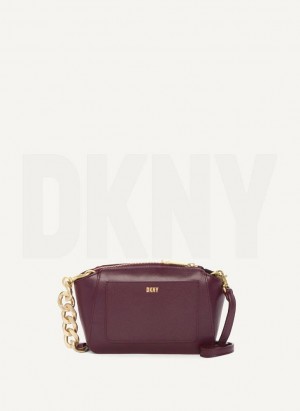 Burgundy DKNY Mini Dome Women's Crossbody Bags | Malaysia_D1540